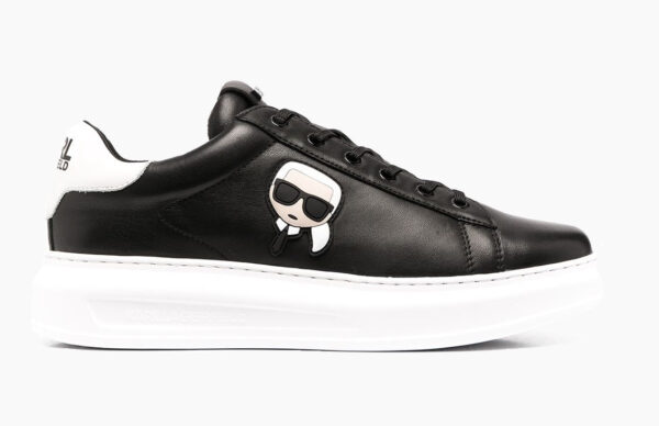 Karl Lagerfeld - Black leather low-top logo trainer