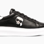 Karl Lagerfeld - Black leather low-top logo trainer